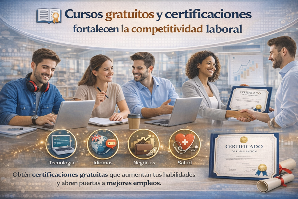 📖 Cursos gratuitos y certificaciones fortalecen la competitividad laboral